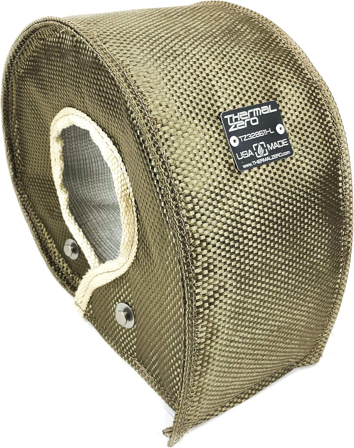 TZ328511-L Universal Lava/Titanium Turbo Blanket - Custom fit turbo shield for external wastegate SMALL frame T6 size turbine housing Fits Borg Warner S400 and S480 T6 housings - USA Made