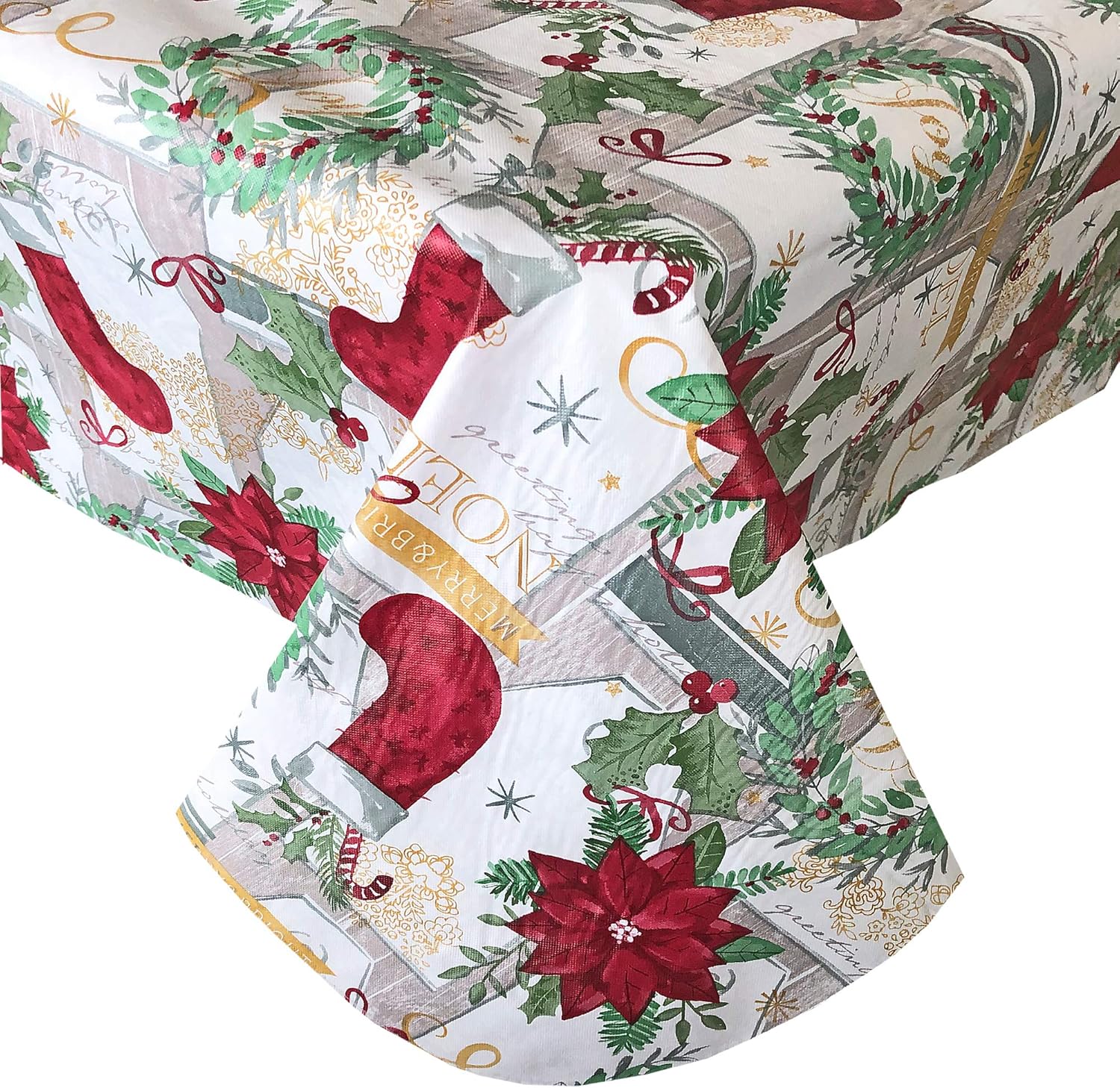 🔥 Newbridge Merry Christmas Stocking Holiday Vinyl Flannel Backed Tablecloth - Noel Christmas Wreath, Festive Seasons Greetings Print Wipe Clean Easy Care Xmas Tablecloth, 52 x 52 Square Bеѕt Dеаl Newbridge Merry Christmas Stocking Holiday Vinyl Flannel Backed Tablecloth - Noel Christmas Wreath, Festive Seasons Greetings Print Wipe Clean Easy Care Xmas Tablecloth, 52 x 52 Square