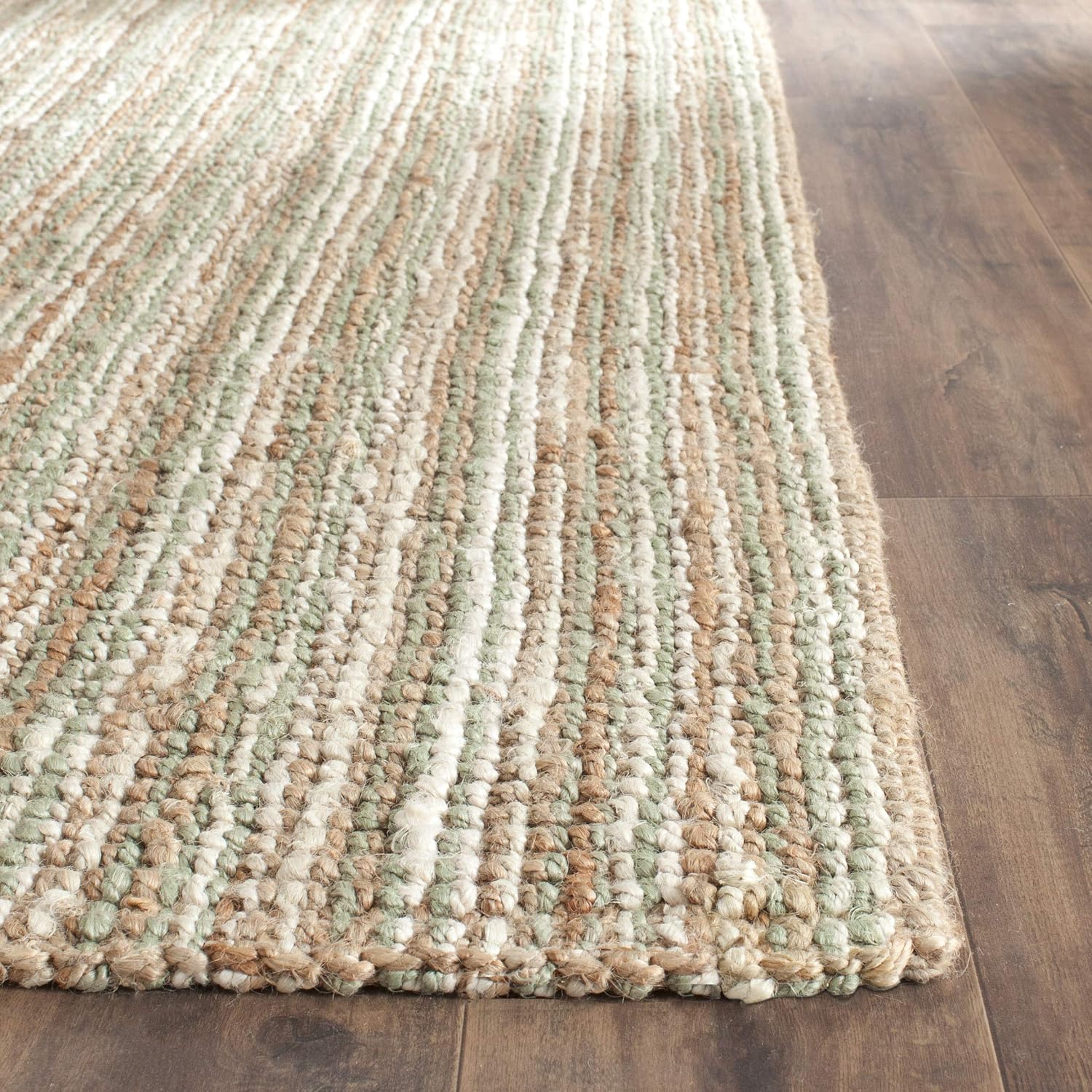 SAFAVIEH Natural Fiber Collection Area Rug - 2'6" x 4', Sage & Natural Brown, Handmade Jute, Farmhouse Style, Chunky Textured Thick Pile (NF447S)