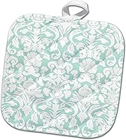 Vista 1 de 3D Rosa Menta Blanco Damasco, Azul Pastel - Verde claro Aqua Teal Turquesa-Francés Floral, 8 x 8