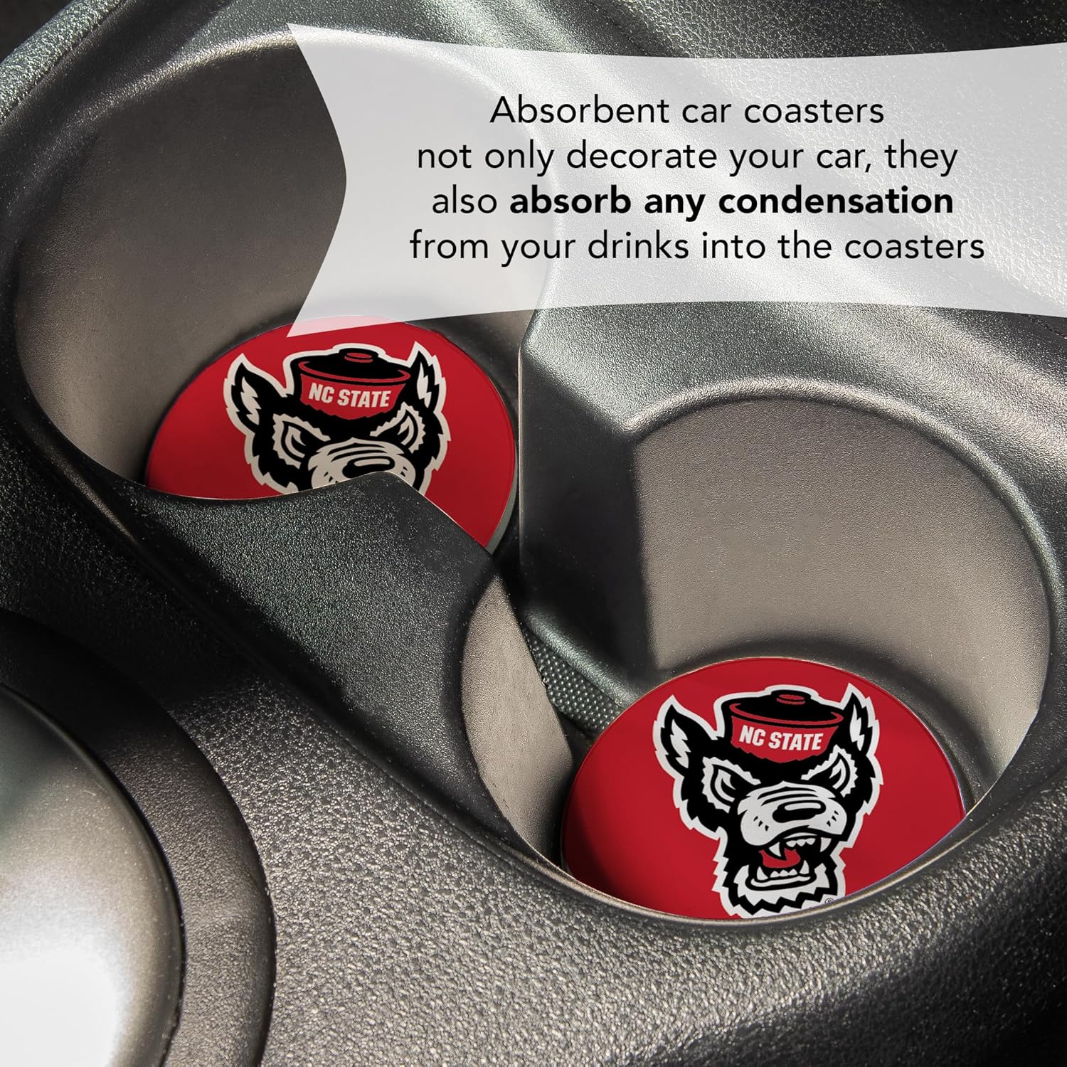 Desert Cactus North Carolina State University Car Accessories NC State Wolfpack Absorbent Sandstone Cup Coasters Licensed Product Set of 2 (Design A) - Image 5