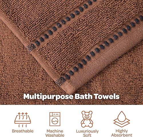 Miniatura 5 de Bedford Home Juego de toallas de secado rápido, 100% algodón, sin torsión, calidad de hotel y spa, suaves, ligeras y altamente absorbentes, para