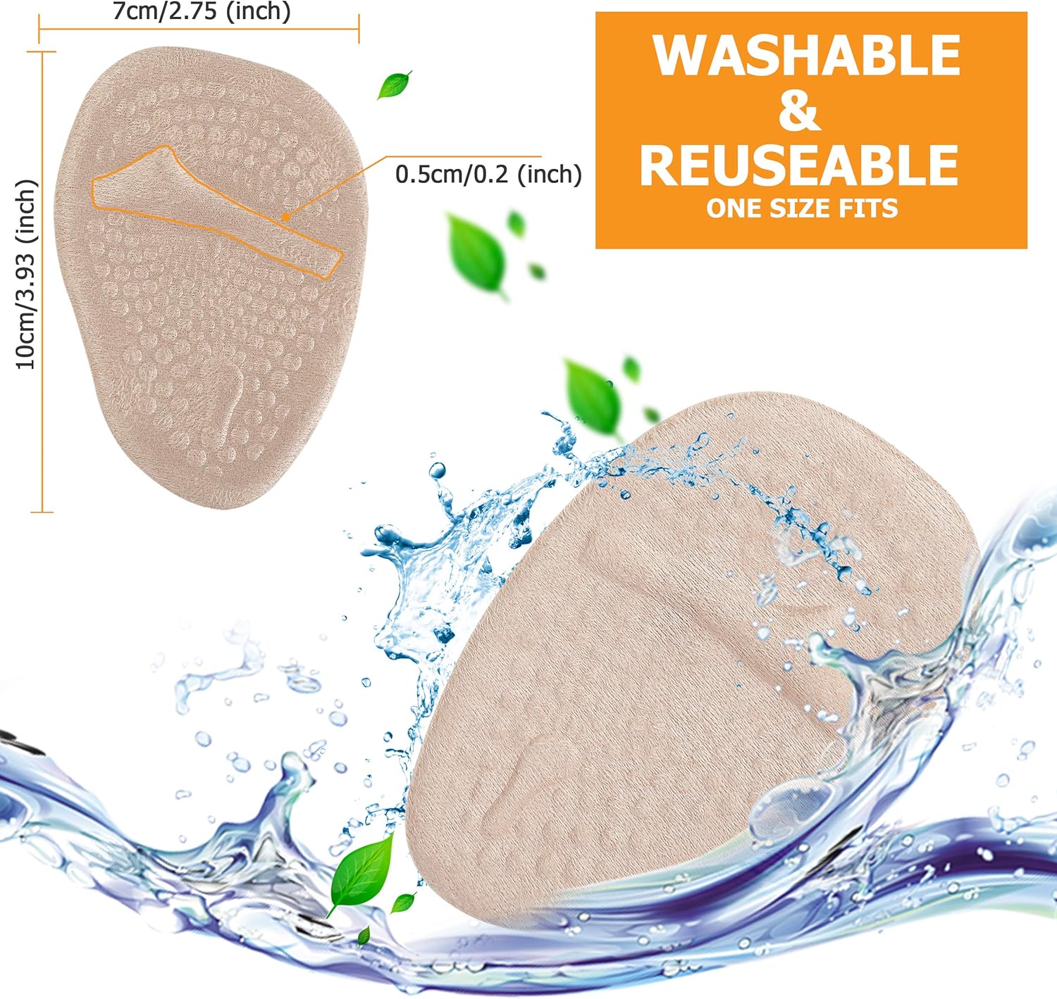 Succure Metatarsal Pads 2 Pair - Soft Gel Forefoot Heel Cushion Inserts for Women Shoes Relieves Pain and Discomfort and Fits All - Beige: Health & Personal Care