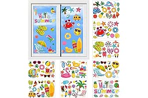 129Pcs Hello Summer Hawaiian Luau Beach Window Clings