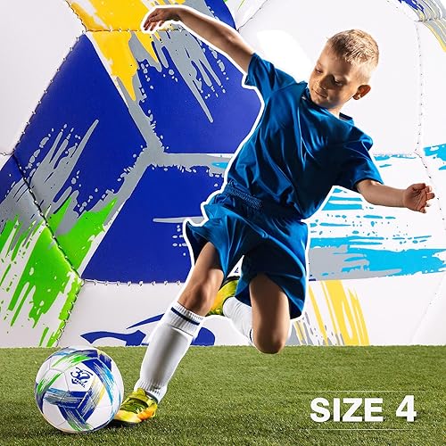 Miniatura 6 de Balón de fútbol de tamaño 2345 con bomba y bolsa, pelota desinflada, paquete de 1, 2 o 3 unidades, color blanco y negro clásico, pelota de fútbol