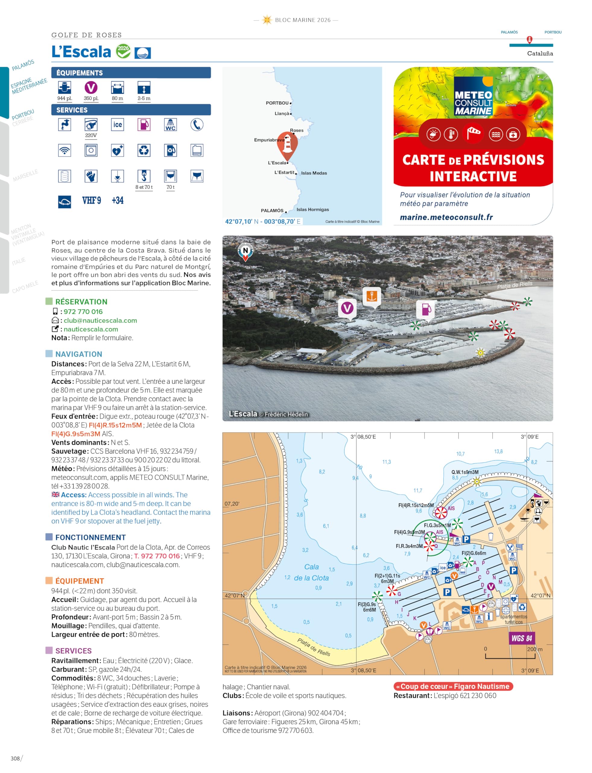 Bloc Marine 2026 - Méditerranée, Guide nautique du plaisancier, cartographie marine et plans de port