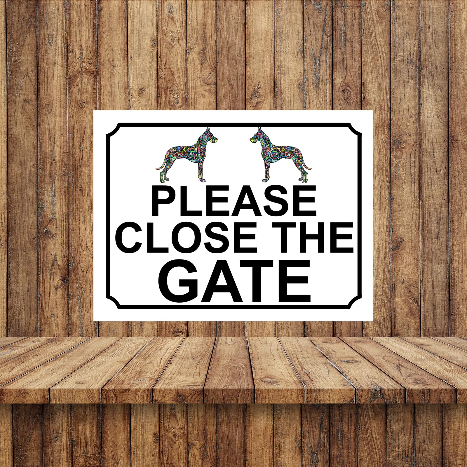 PLEASE CLOSE THE GATE COLOURFUL DOG THEME METAL SIGN 267MM X 200MM (149H1L) LARGE 10" X 8" - Image 2