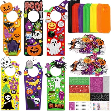 30Sets Halloween Crafts Doorknob Hanger Kit | DIY Door Hanger,Classroom Activities,Halloween Party Games,Arts Crafts,Bulk Set