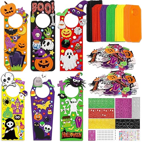 30Sets Halloween Crafts Doorknob Hanger DIY Arts and Craft Kit