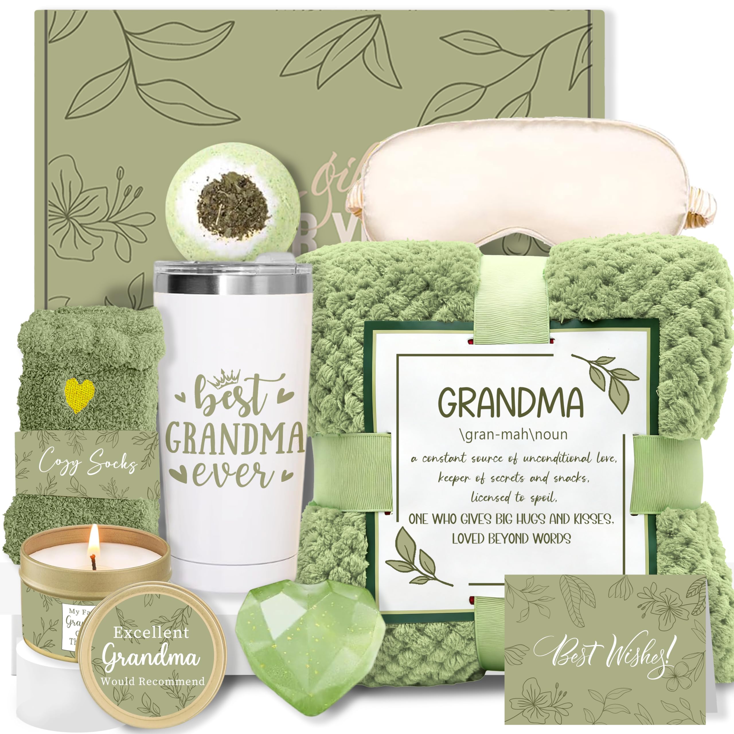 Christmas Grandma Gifts Care Package, Grandma Gifts from Grandkids Grandchildren Relaxing Spa Basket, Unique Self Care Get Well Soon Package for
