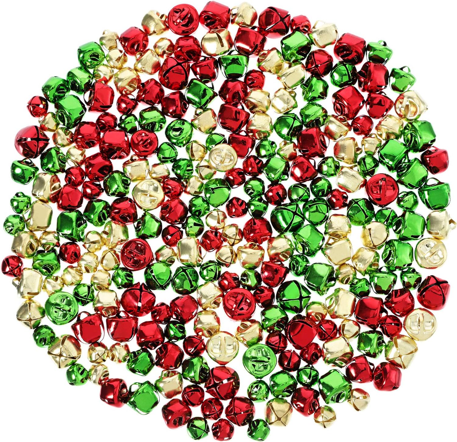 Pangda 288 Pieces Christmas Bells for Crafts Small DIY Colored Bells with Loud Sound Bulk for Christmas Home Festival Wedding Decorations Party Favors Supplies,3 Sizes and Colors