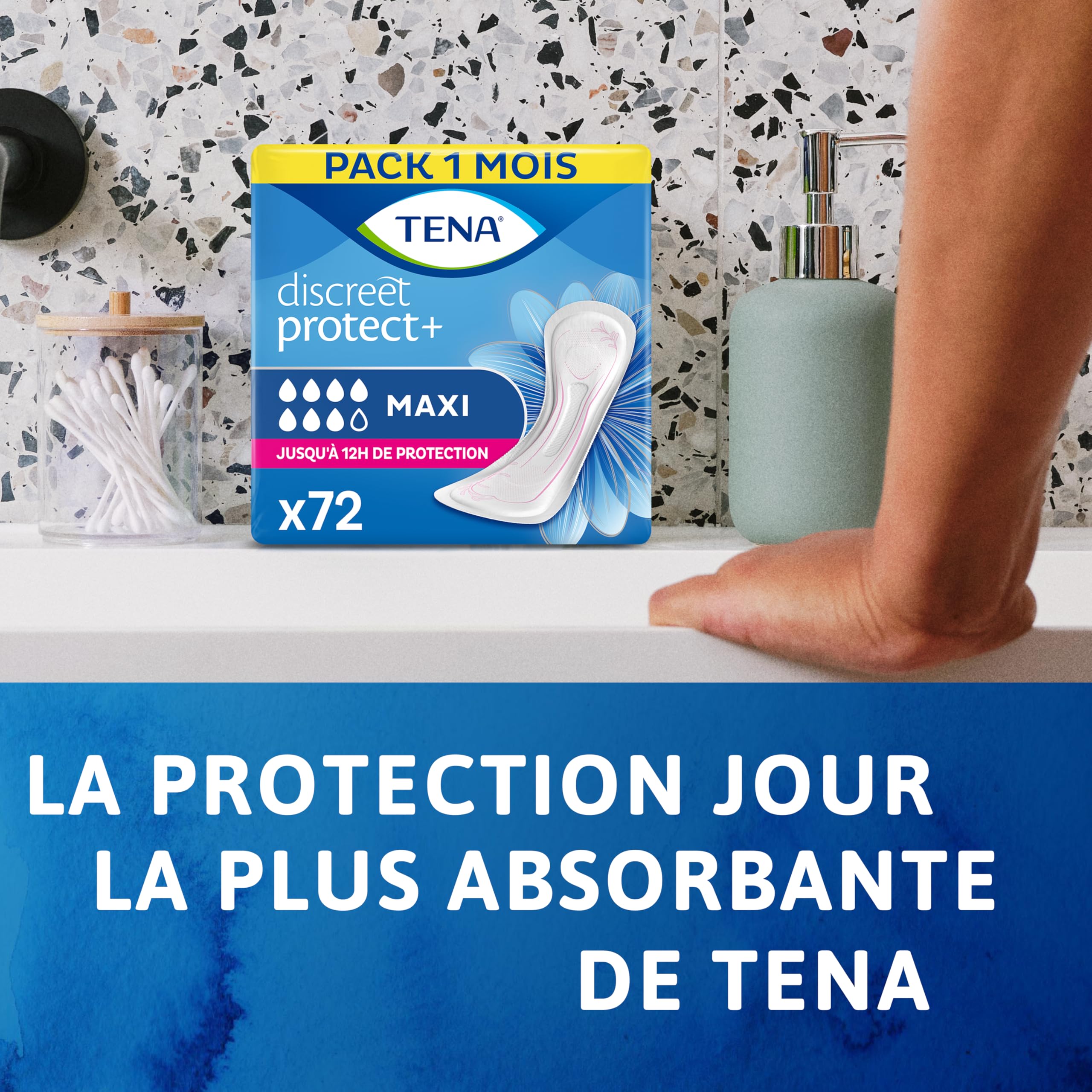 TENA Discreet Maxi x72 – Serviettes Incontinence Femme haute absorption – Post-accouchement – Incontinence et fuites urinaires importantes – Jusqu’à 12 h de protection – 72 Serviettes (Pack 1 mois)
