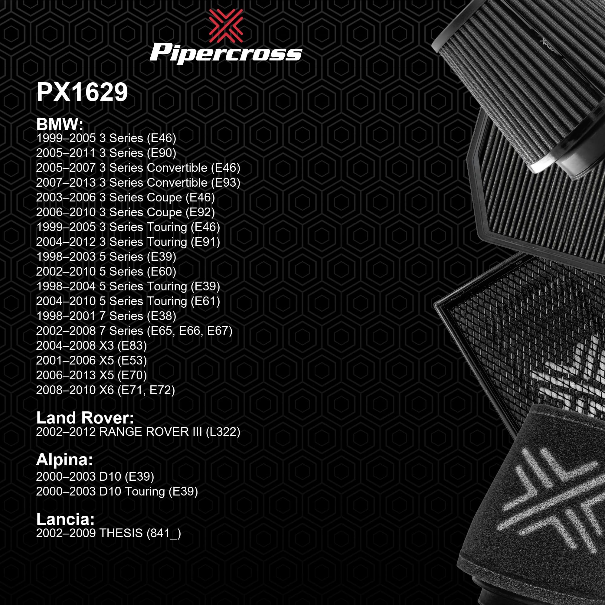 Alpina D 10 (E39) 3.0 D Biturbo (07/00 -) Pipercross Performance Filtre à air de rechange + nettoyant Pipercross gratuit px1629