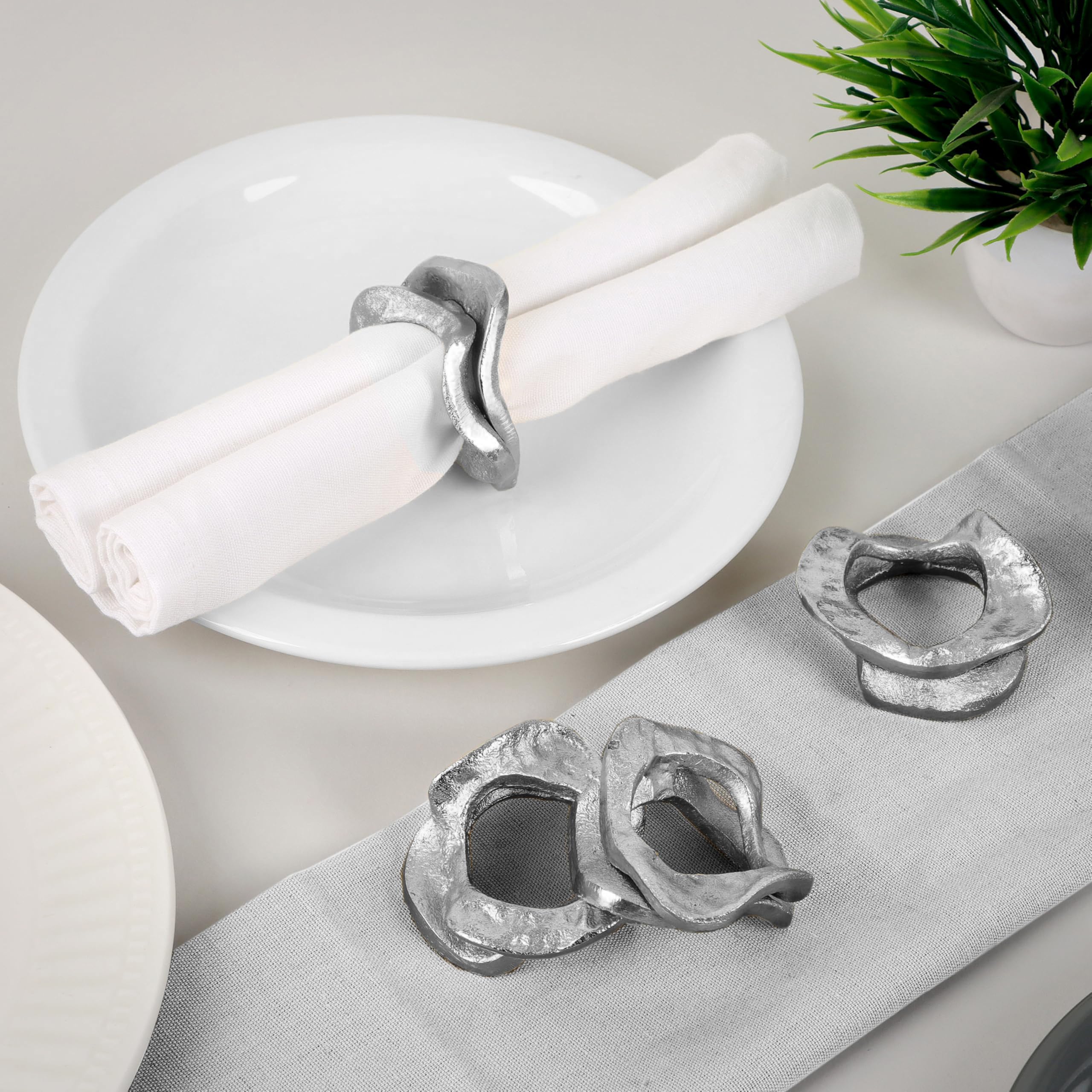 Set di 8 portatovaglioli moderni in alluminio, decorazione da tavolo in metallo leggero, porta tovaglioli da pranzo contemporaneo e pulito, antiruggine ed elegante, per la decorazione della tavola