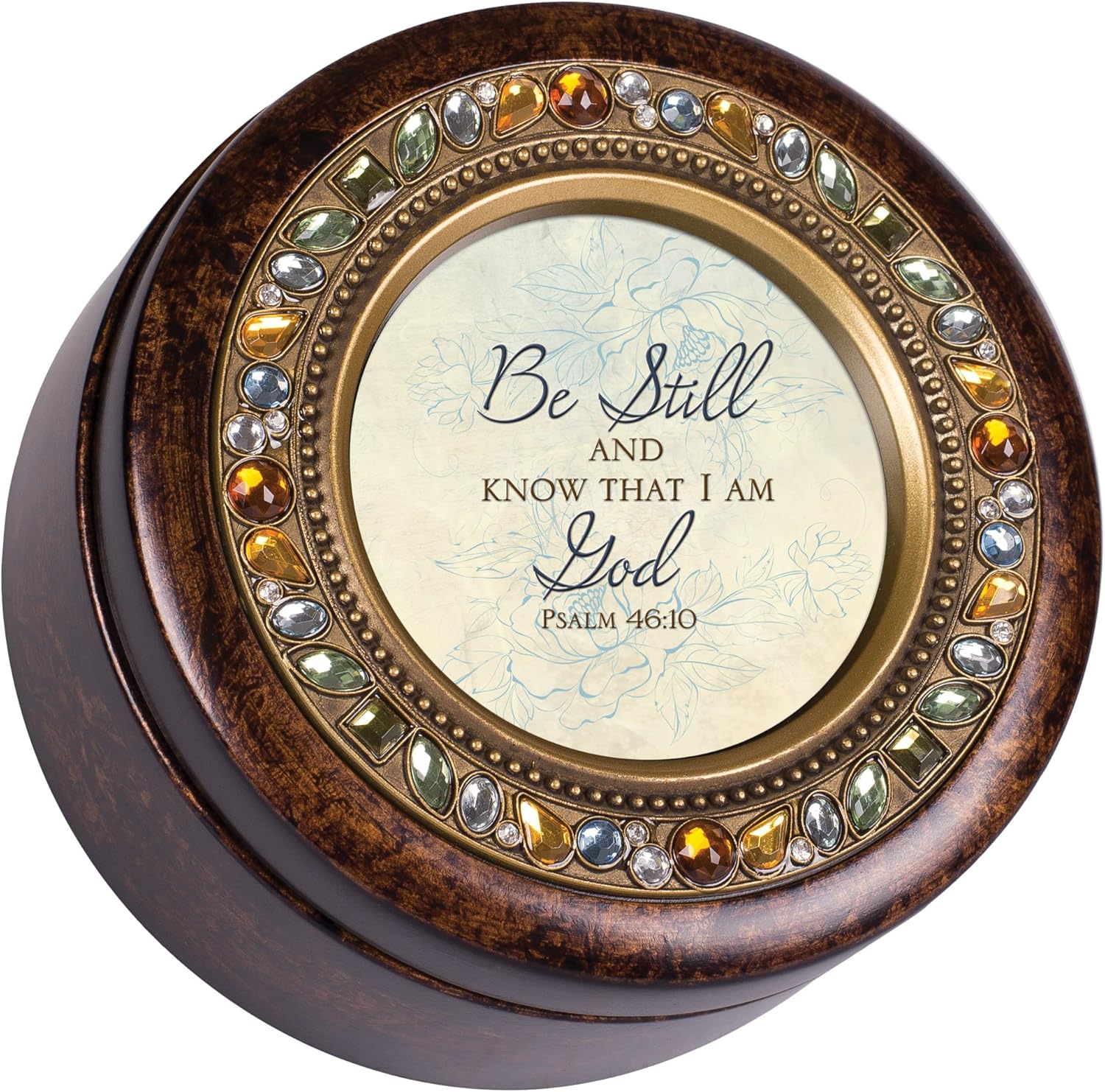 Cottage Garden Be Still Know I Am God Amber Earth Tone Jewelry Music Box Plays How Great Thou Art