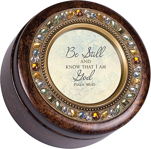 Cottage Garden Be Still Know I Am God Amber Earth Tone Joyero Caja de música reproduce lo genial que eres
