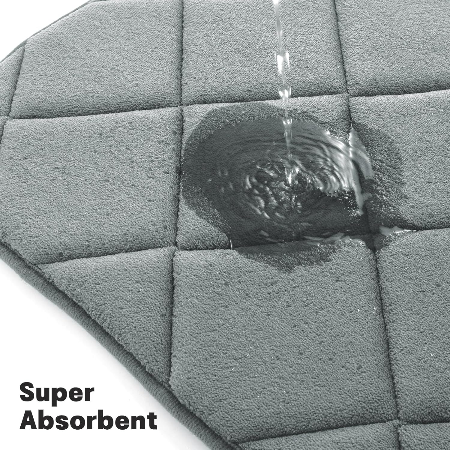 YIHOUSE Bathroom Rug Set 5 Piece, Soft Non Slip Memory Foam Bath Mat, Machine Wash Bathroom Mat Set, Water Absorbent Bath Mats for Toilet and Floor (Light Grey)