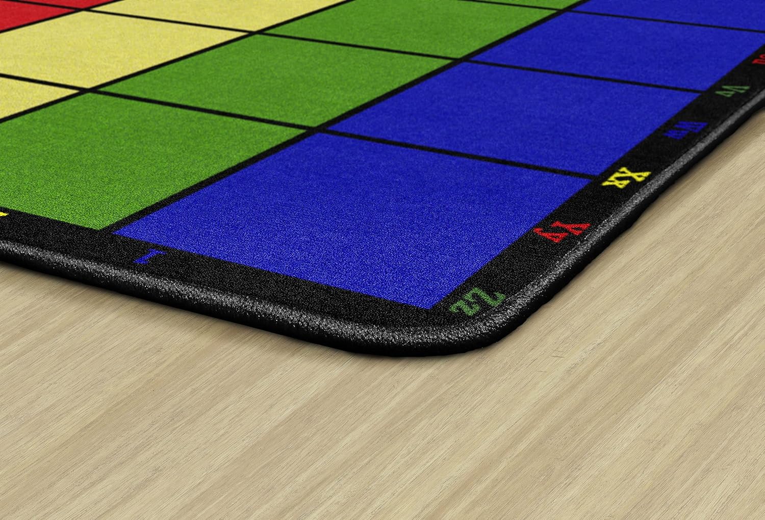 Flagship Carpets Learning Grid Colorful Numbers and Letters Kids Seating Area Rug for Classroom, Play Area Mat, Home Learning or Kids Room Carpet, 7'6" x 12', Seats 24