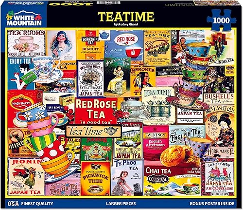 Miniatura 2 de White Mountain Teatime - Rompecabezas de collage retro de 1000 piezas para abuelos adultos