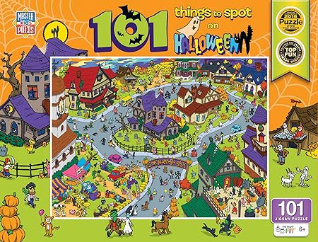 Halloween - 101 Things to Spot - On Halloween 101pc Puzzle - Jigsaw Puzzle with Vibrant Artwork and Durable Pieces - Fun Family Activity, Brain Challenge, and Educational Entertainment for Kids, Teens