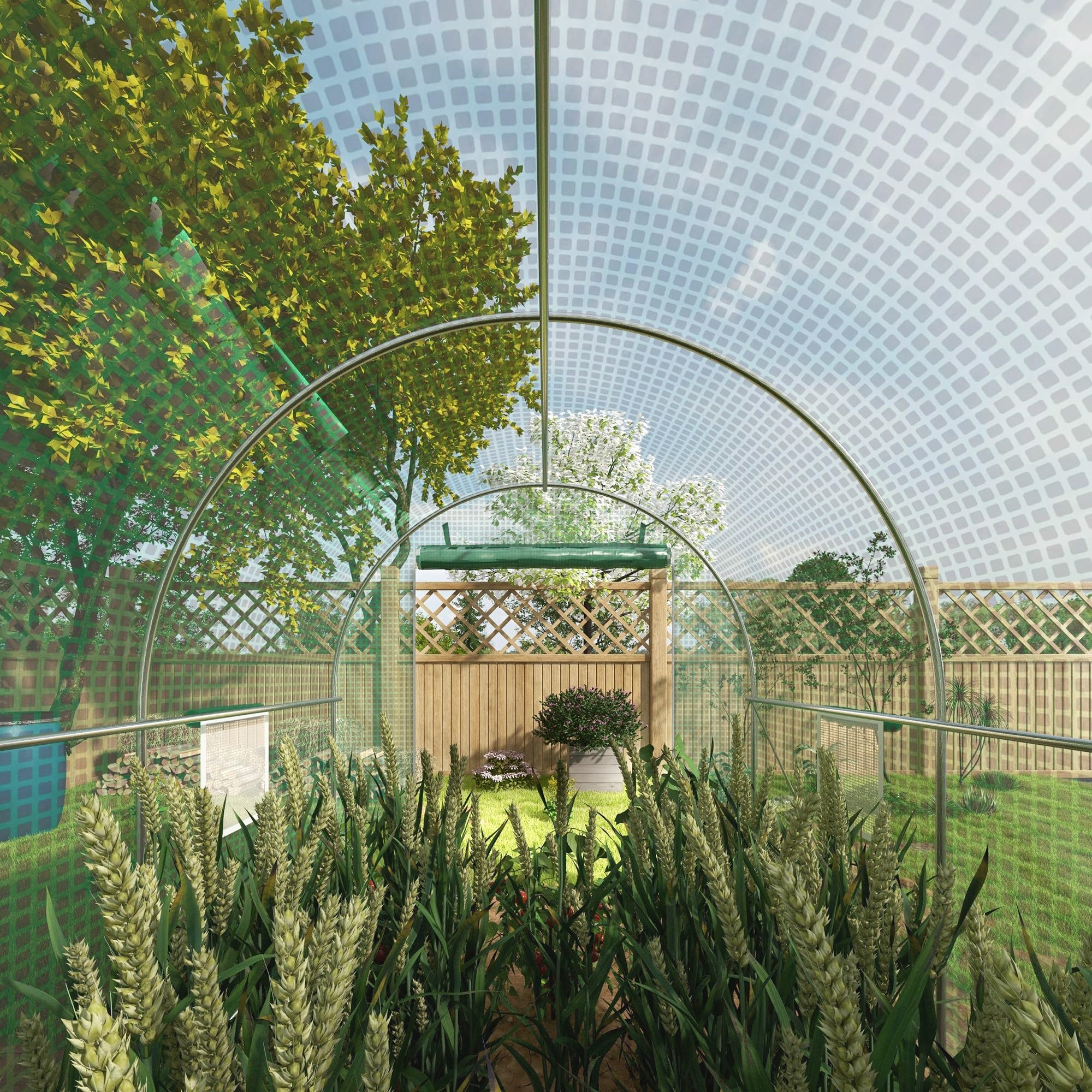 Outsunny Serre de Jardin Tunnel Serre à Tomates 8 m² 4L x 2l x 2,05H m Vert | Châssis Tubulaire Renforcé, Double Porte Zippée, 6 Fenêtres Enroulables