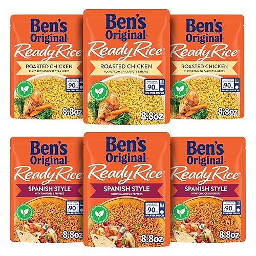BENS ORIGINAL Ready Rice - Paquete variado de arroz con sabor a pollo asado y estilo español fácil cena acompañamiento bolsa de 88 onzas paquete de 6