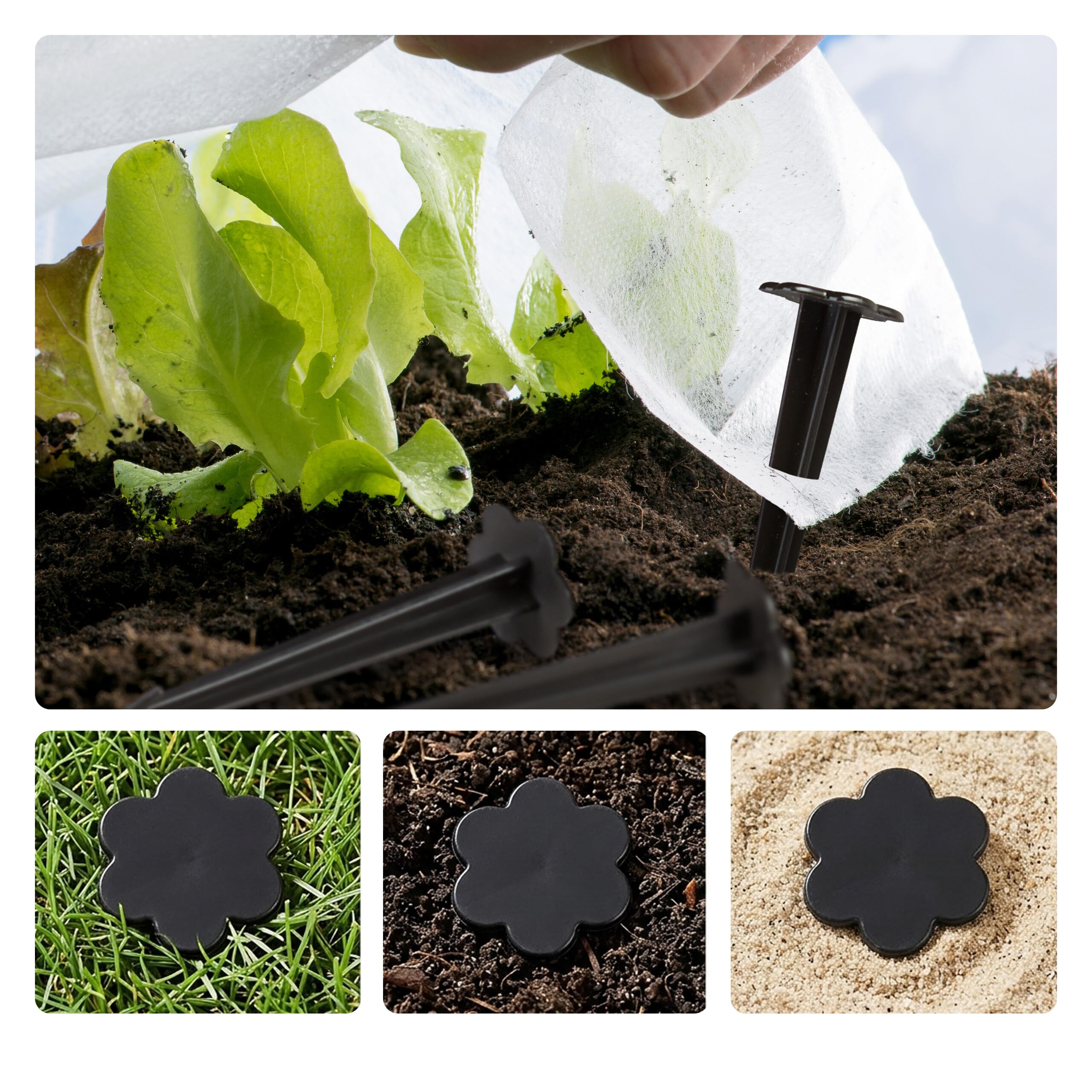 1000x Picchetti di Plastica da 11 cm, Picchetti di Ancoraggio, per Teli da Giardino, L: 11,5 cm ca., Nero