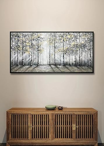Miniatura 6 de V-inspire Arte, 24x48 Pulgadas Moderno Impresionista Árbol Arte 100% Pintado a Mano Lienzo Marco Arte De La Pared Pintura Al Óleo Grandes Pinturas
