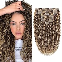 Vista 14 de Caliee Extensiones de cabello humano brasileño con clip, color marrón oscuro degradado de 16 pulgadas, para mujeres, extensiones de cabello negro