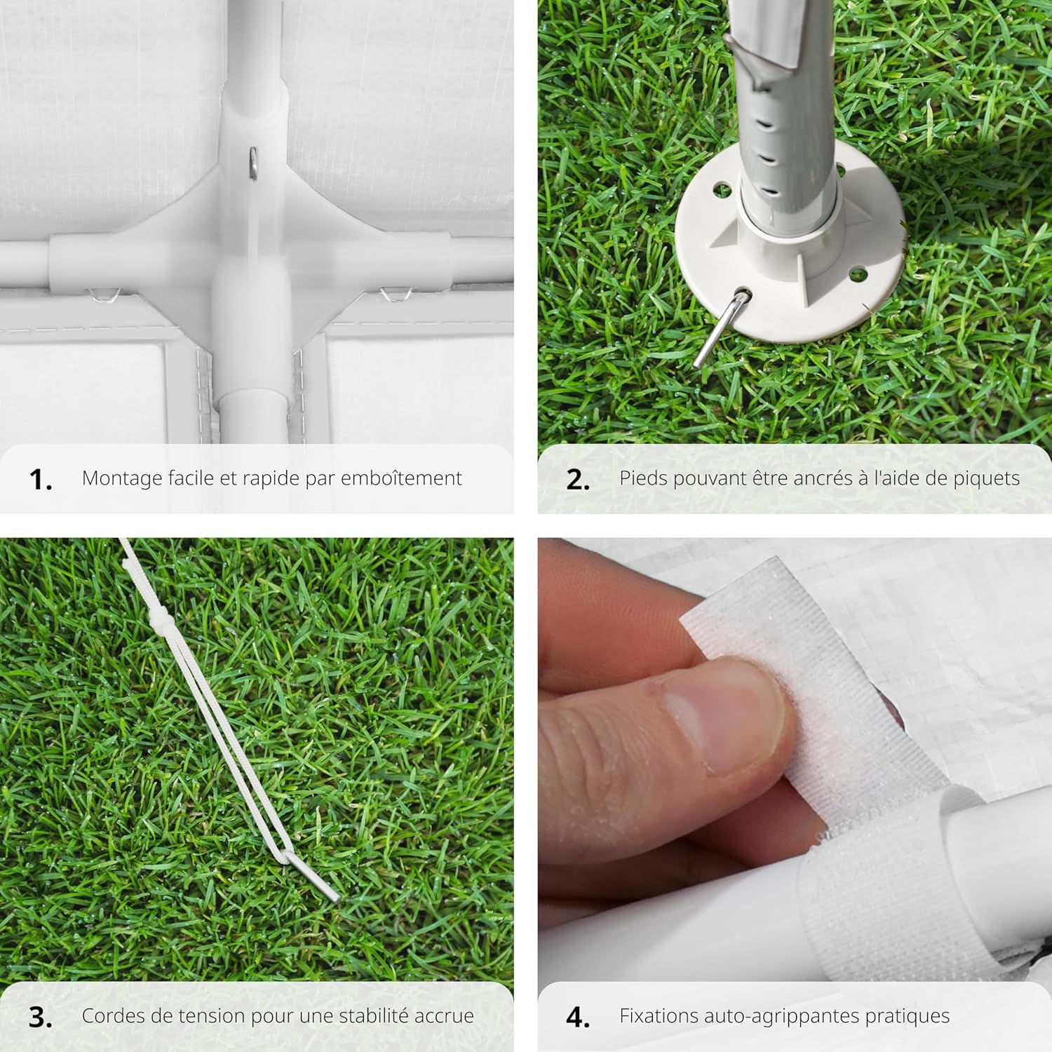 A diagram showing the dimensions of the TecTake Garden Gazebo: 900 cm length, 300 cm width, 250 cm height, and 200 cm passage height. Also indicates a weight of approximately 22 kg and includes images of stakes and ropes.