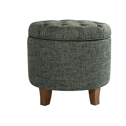 Homepop Home Decor | Upholstered Round Tufted Foot Rest Ottoman