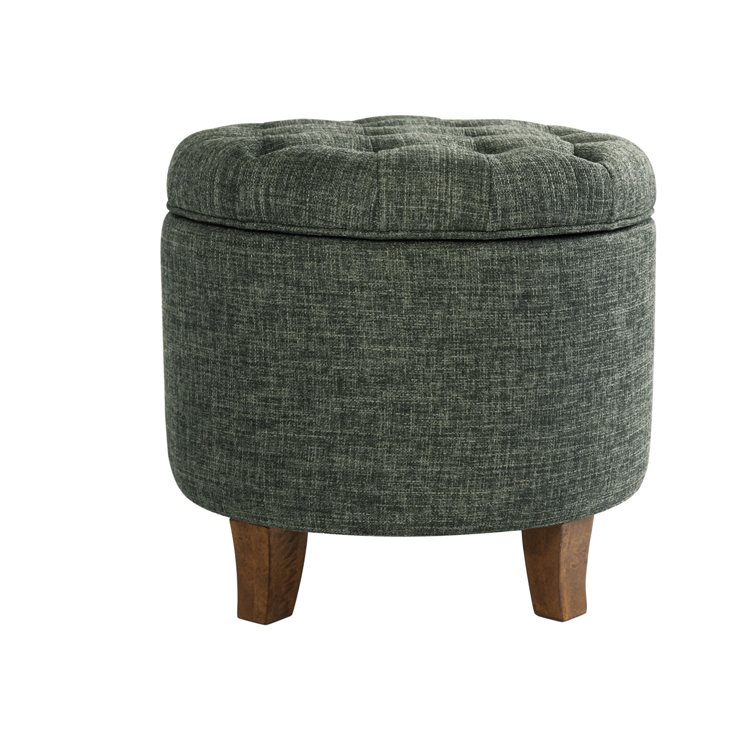 HomePop round tufted ottoman in green clover fabric