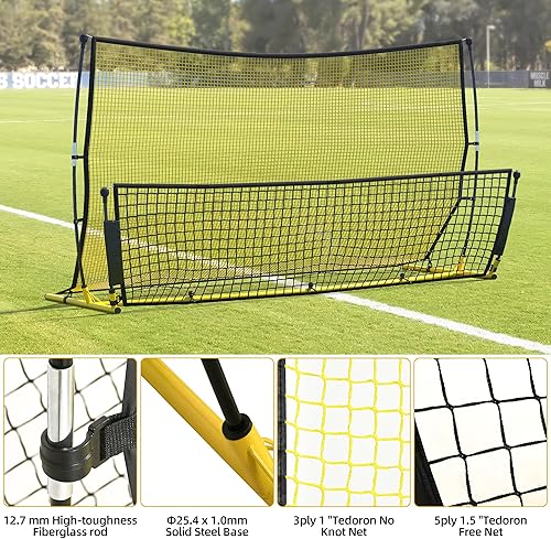 Miniatura 4 de Red de rebote de fútbol, red de rebote 2 en 1, red de rebote de fútbol de 7 x 4 pies, práctica de red de rebote para equipo de voleibol que pasa