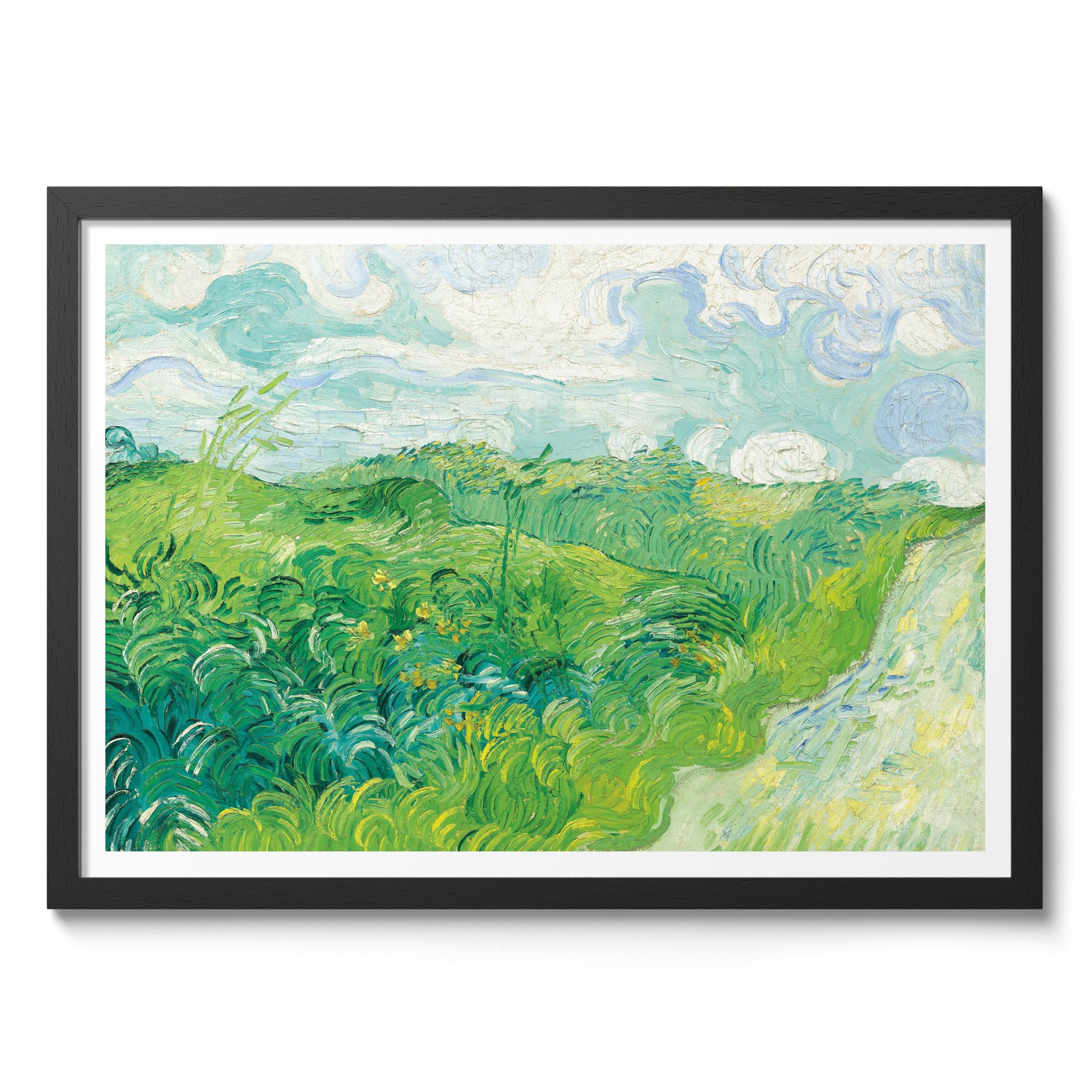 Green Wheat Fields, Auvers Vincent Van Gogh Print, Classic Famous Oil Painting Print, Modern Art Exhibition, Home Decor Wall Art, Archival Matte, A5 (Black Frame) - 21x14.8cm โ image 1