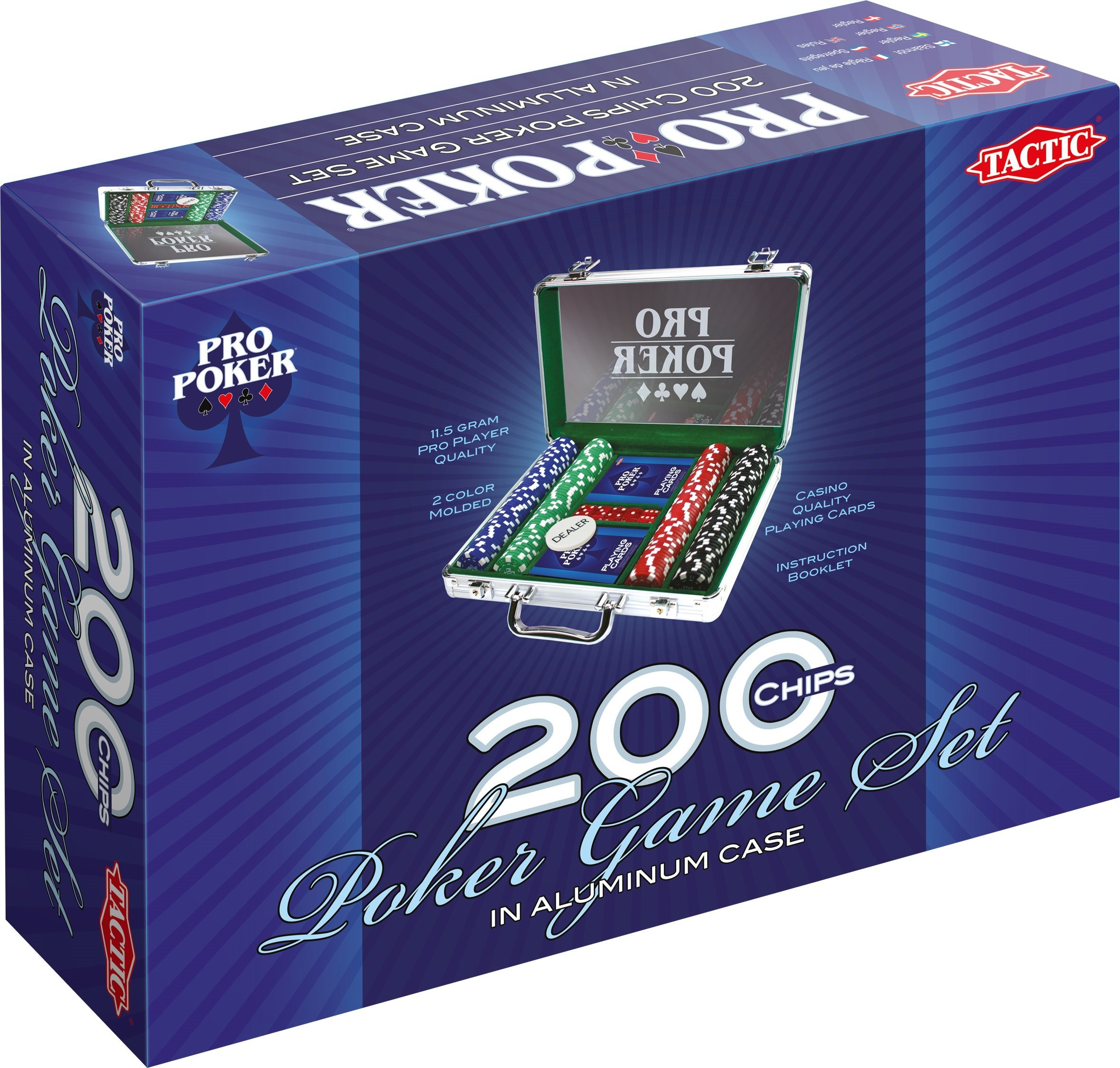 Tactic - 03090 - Poker - Propoker : Mallette Métal 200 Jetons, Noir