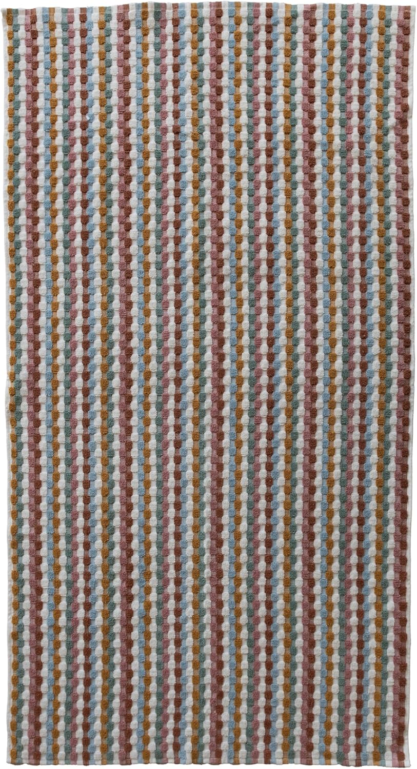 Creative Co-Op Woven Cotton Terry Rectangular Bath Towel with Geometric Pattern, Multicolor