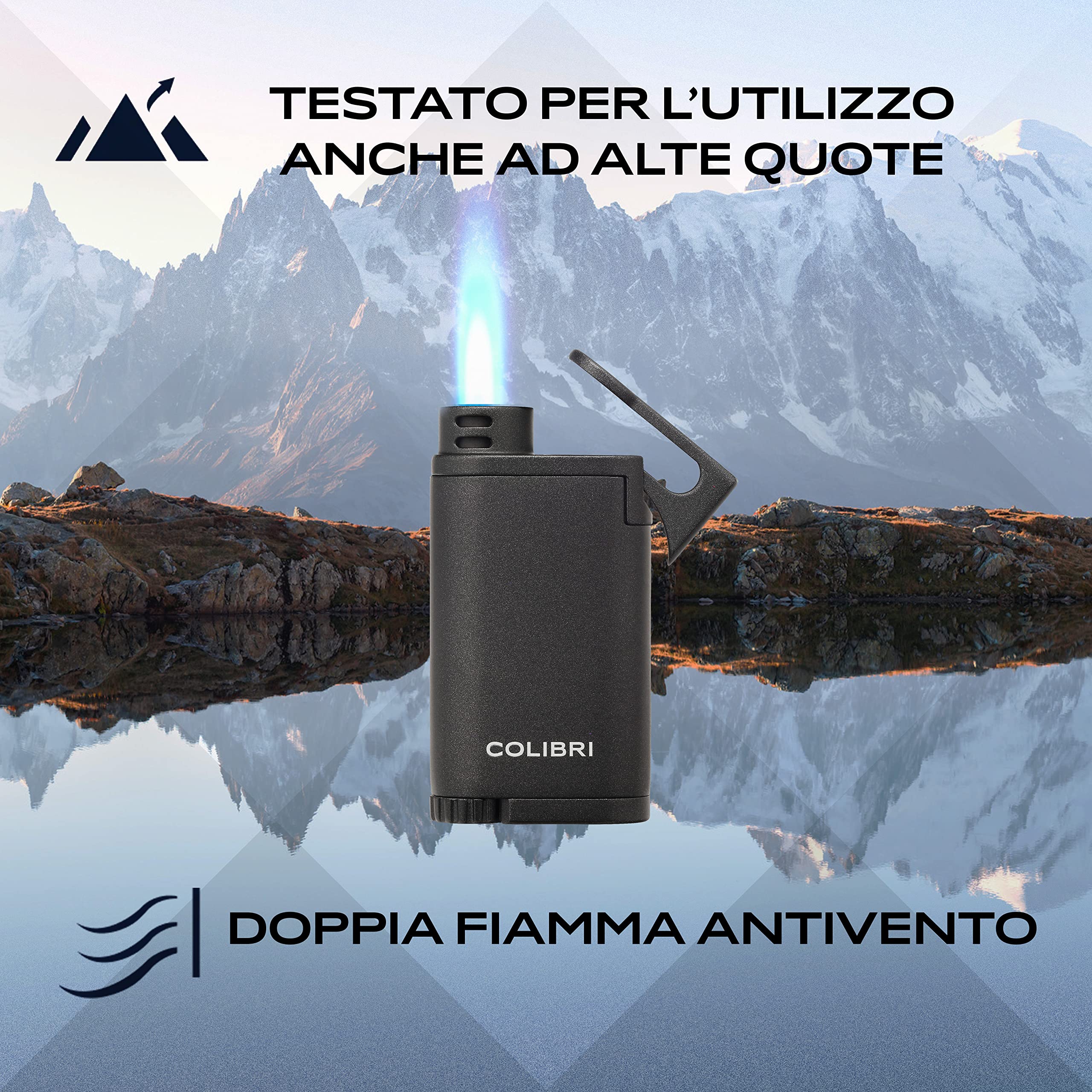 Accendino Antivento Colibri Belmont a Fiamma Singola - Ricaricabile Funziona Con Gas Butano (non Incluso) - Grande Rotella per la Regolazione Fiamma - Finestra Per Livello Gas - Confezione Regalo