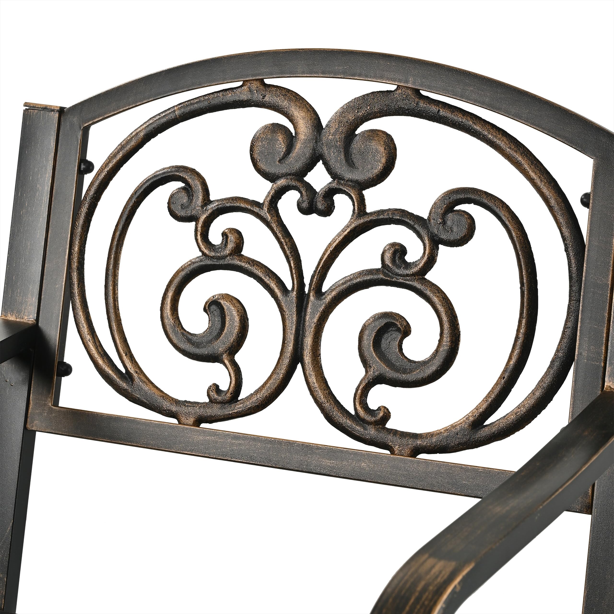 Silla de jardín Relaxdays, con reposabrazos, Extra Ancha, Metal, sillón Vintage, HBT: 85,5 x 60 x 56 cm, Negro/Bronce