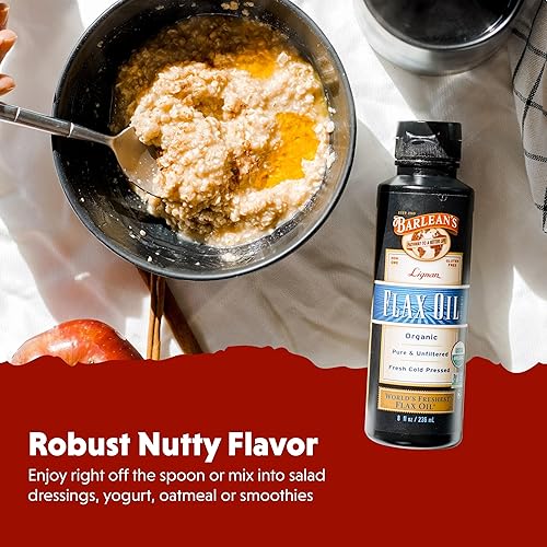Miniatura 3 de Barleans Lignan - Aceite de linaza de semillas de lino prensadas en frío 7230 mg de ácidos grasos ALA Omega-3 para mejorar la salud del corazón