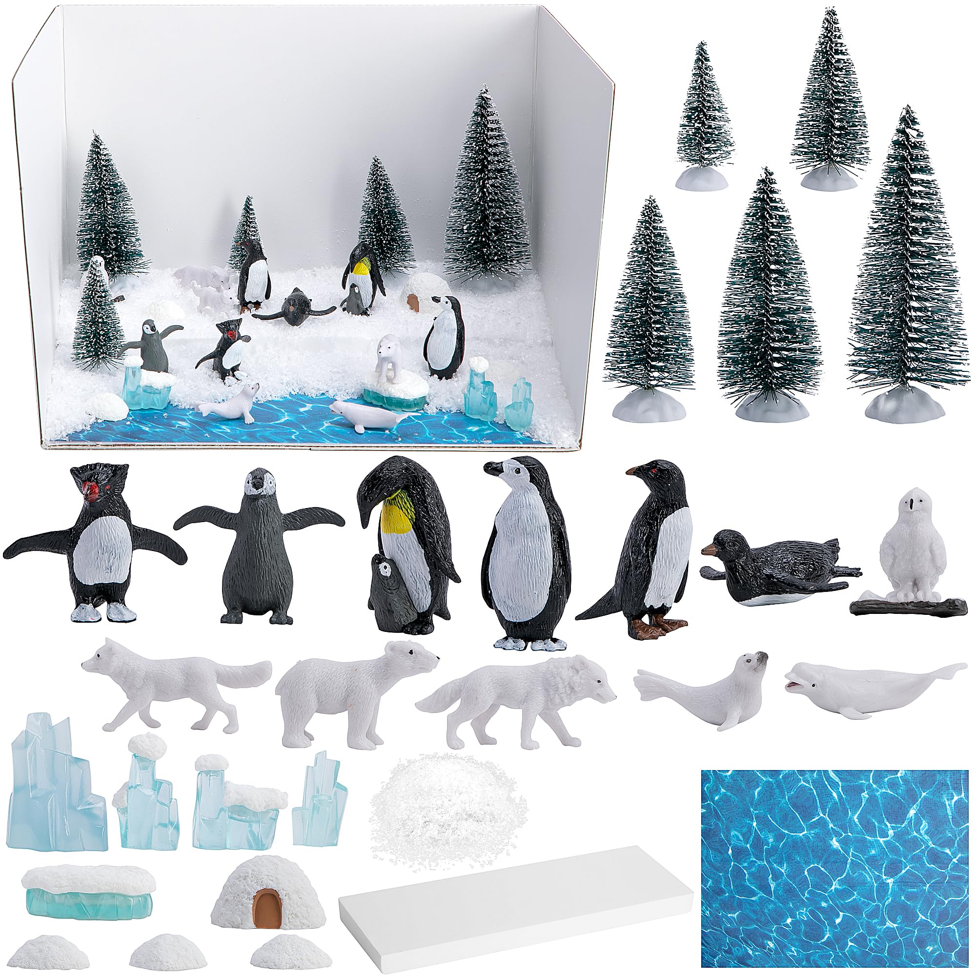 30 Pcs Arctic Animals Habitat Diorama Project Set for School DIY Crafts