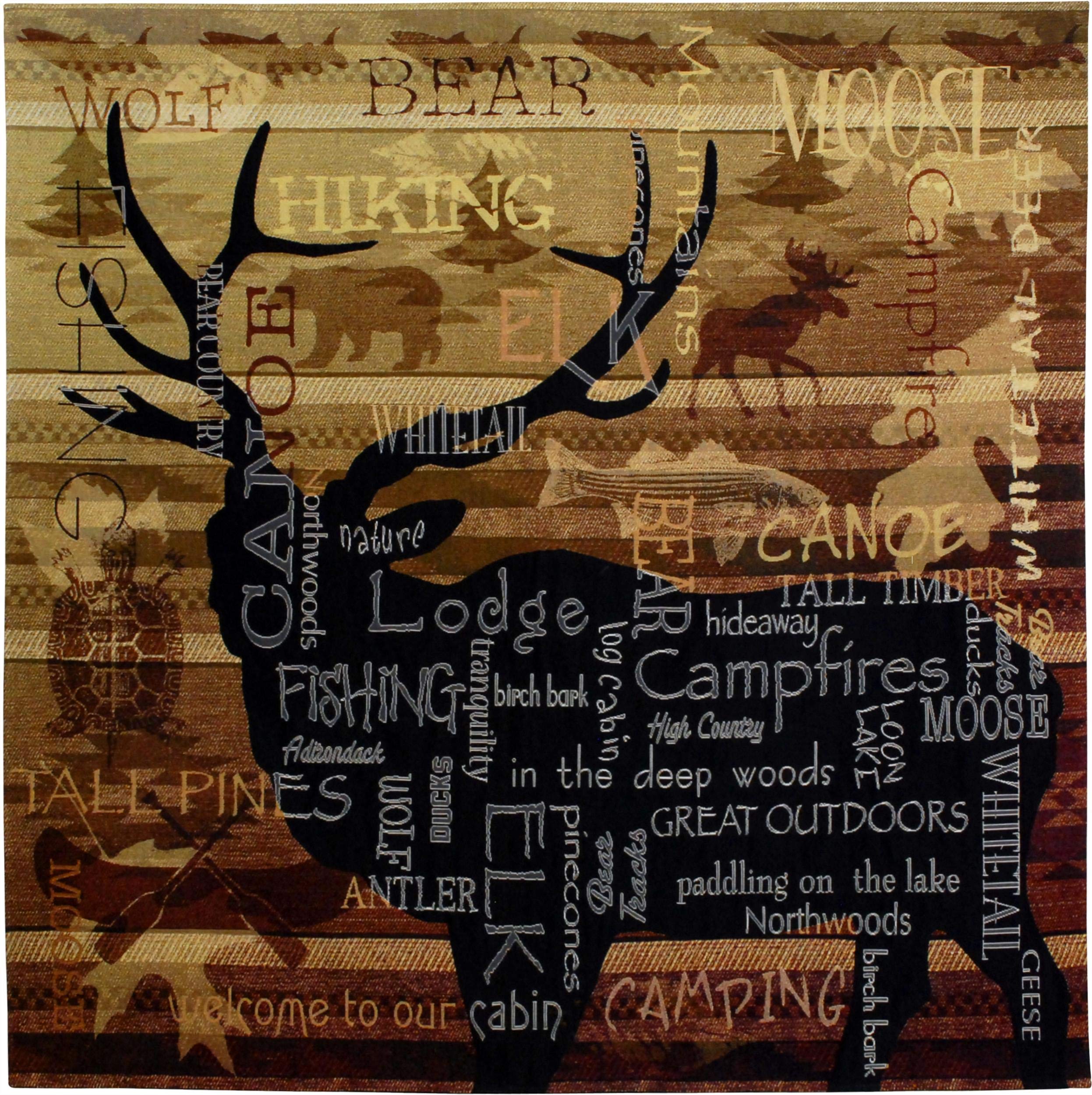 Nature's Calling by Julianna James | Woven Tapestry Wall Art Hanging | Deer Silhouette Word Cloud Nature Design | 100% Cotton USA Size 53x51