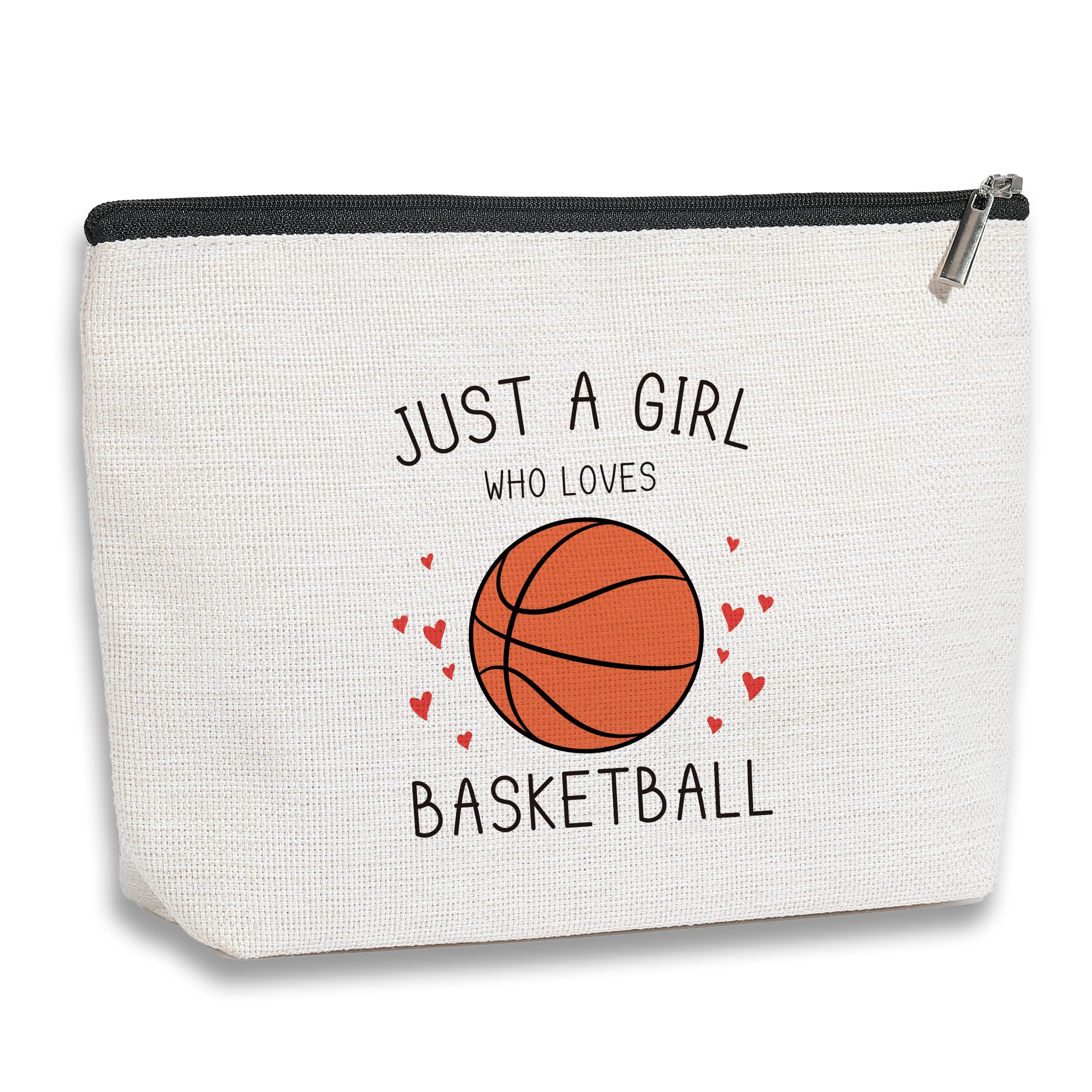 Basketball Gifts, Basketball Gifts for Girls, Basketball Stuff, Gift for Bestie Sister Daughter Girls Sister Friend Women, basketball Decor, Travel Toiletry Makeup Zipper Pouch Just a Girl Who Loves