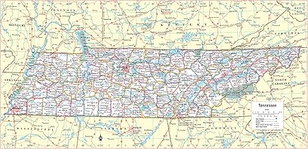 Tennessee State Wall Map Large Print Poster- Poster Size (36"Wx18"H) Rolled (Laminated)