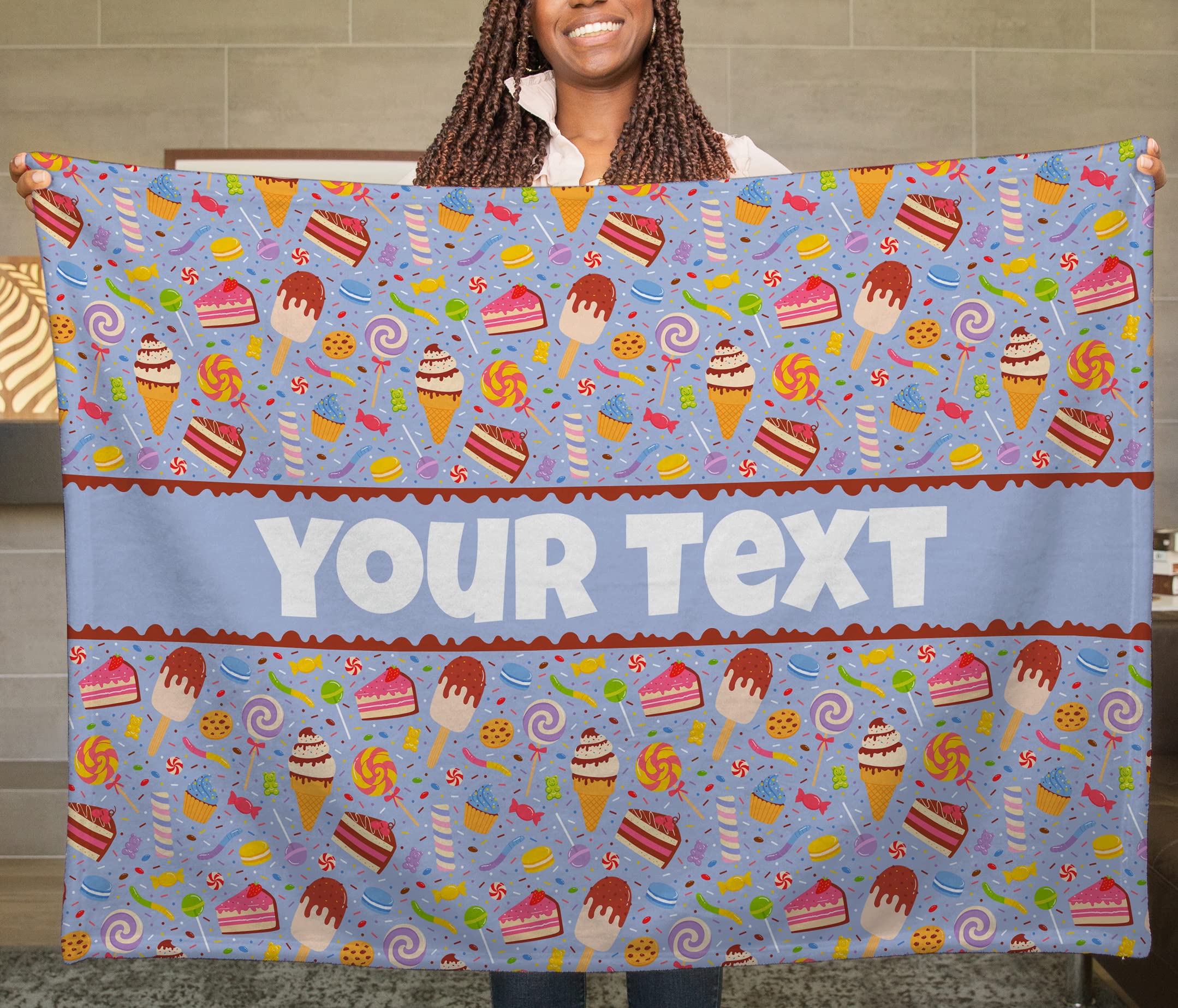 Sweets Kids Throw Blanket - Custom Personalized Fleece with Name, 60x80 in