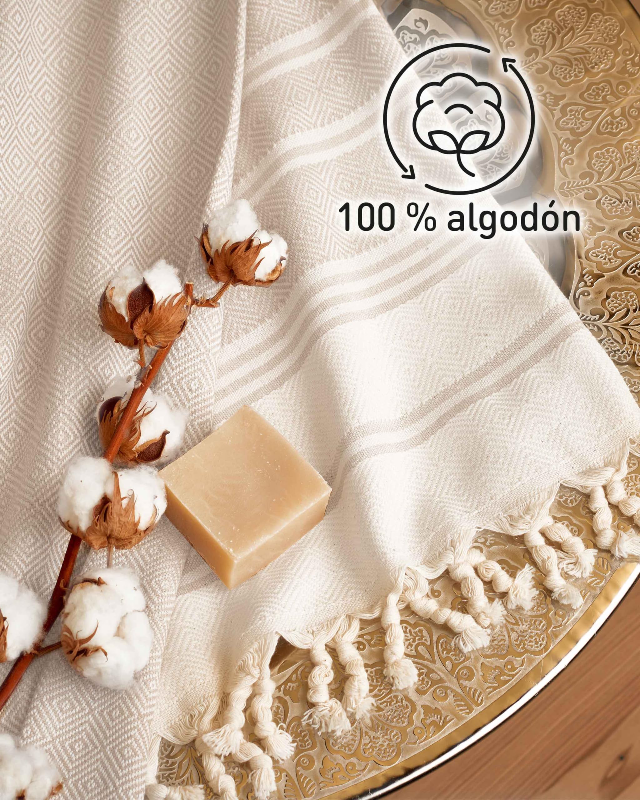 Fit-Flip Toallas Playa Hammam – Pareos Grandes de algodón 100% – Toalla Pareo compacta, Gigante y Secado rápido – Fouta XL Absorbente – Ideal para Piscina - Arena - 100x200cm Diamond — view 5