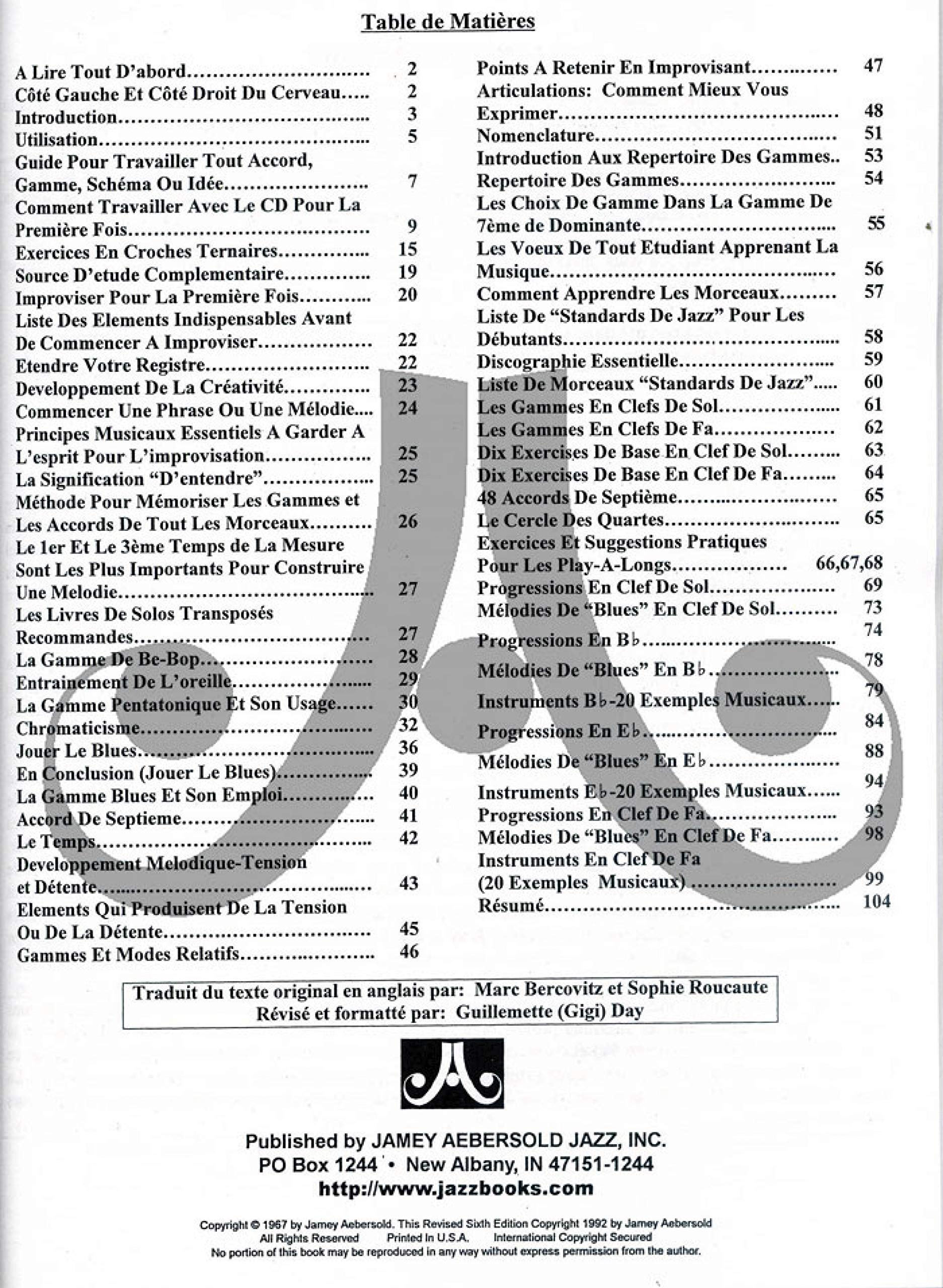 Jamey aebersold : une nouvelle approche du jazz improvisation - recueil + cd
