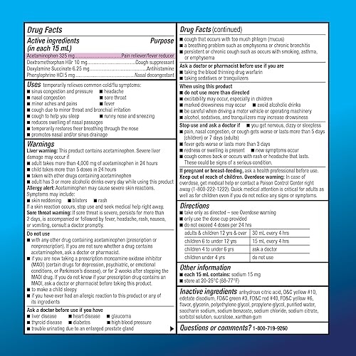 Miniatura 10 de Tienda Basic Care Medicamento nocturno para el resfriado y la gripe, máxima fuerza, líquido de sabor original, alivio multisíntoma, 12 onzas