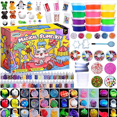 Amazon Hsftilv スライムコース 12個 Slime 水晶粘土 ねんど Diy 金魚鉢ビーズ 果物切片 手作りツール ストレス解消 知育玩具 子供 小学生 女の子 男の子 誕生日 クリスマス プレゼント ねんど おもちゃ