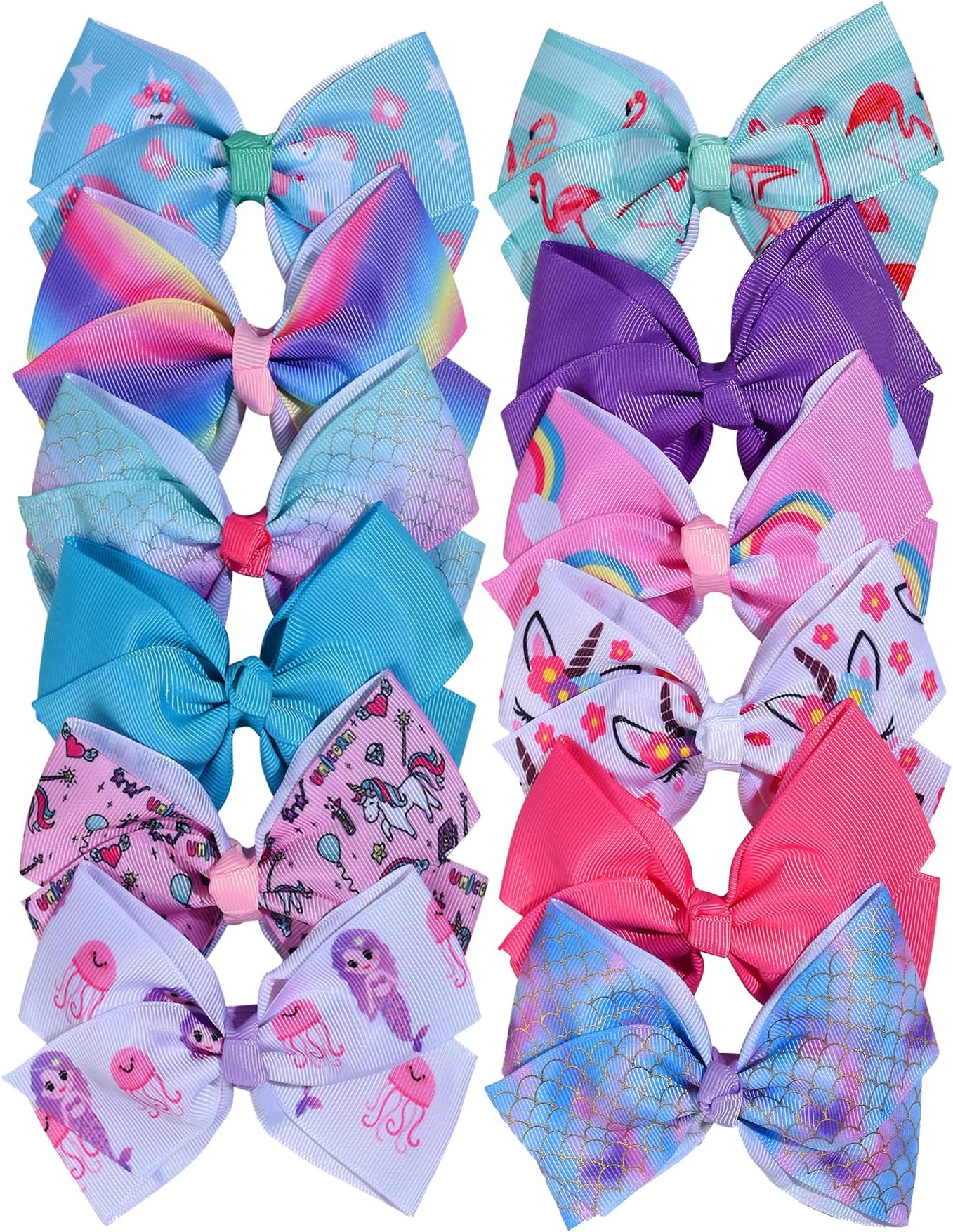 12PCS Hair Bows For Girls 5 Inches Large Hair Bows Clips Toddler unicorn hair bow holder organizer