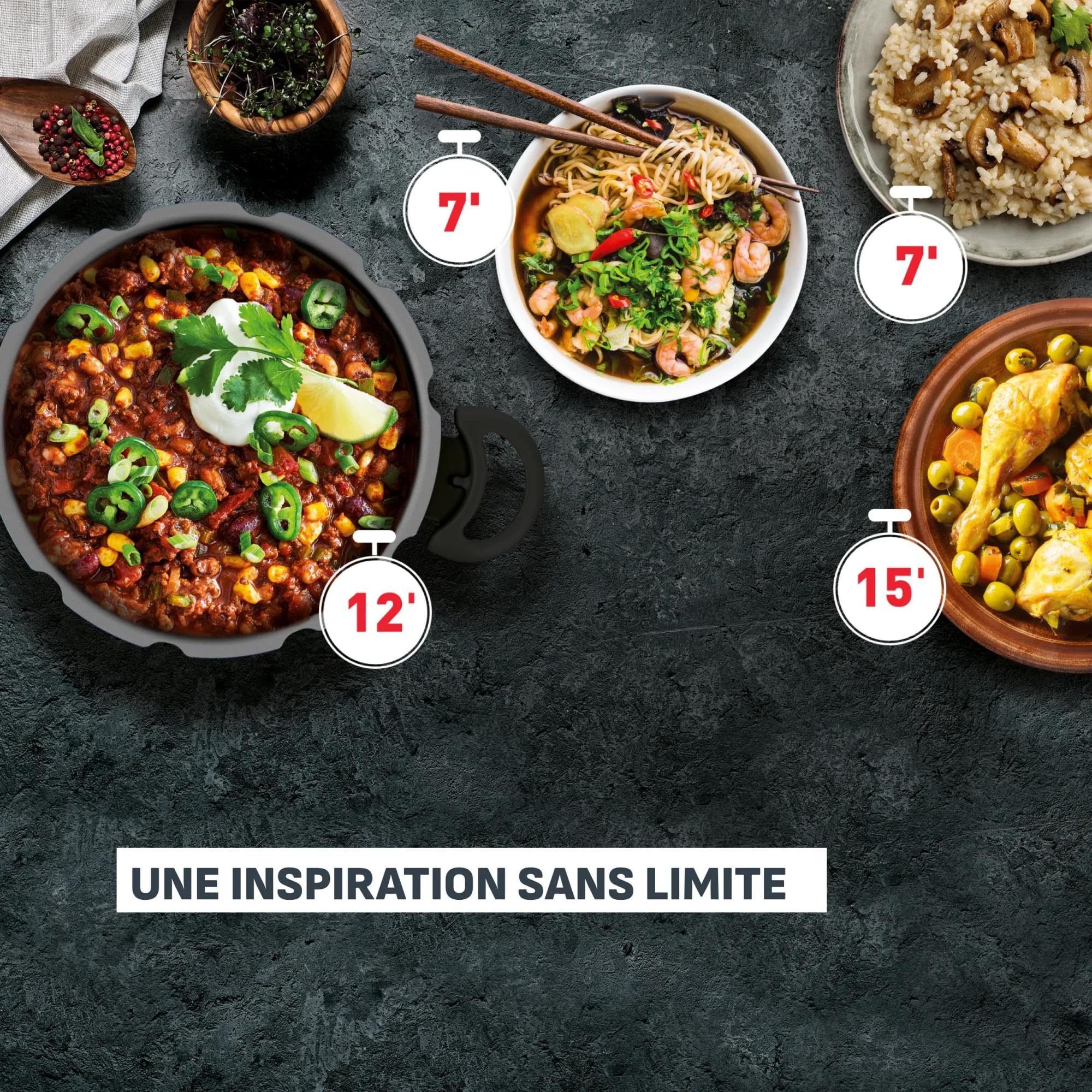 SEB Clipso Minut’ Easy+, Cocotte-minute 6 L, 4/6 personnes, Cuisson rapide, Fabrication française, Ouverture à une main, P4620729, Noir
